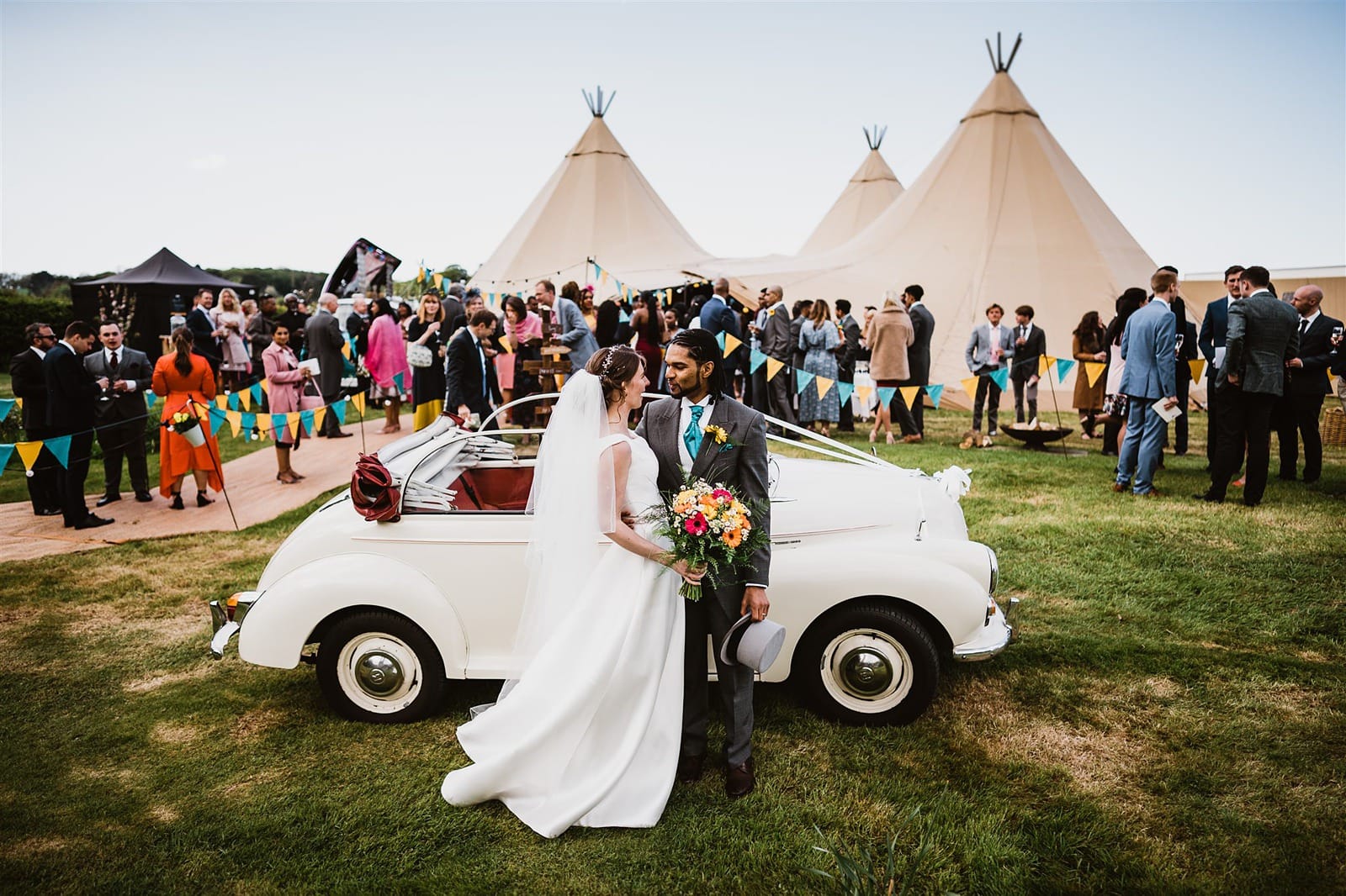 a big tipi garden wedding in Cornwall